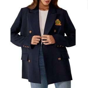 Favorite Daughter The Agnes Navy Double-Breasted Blazer